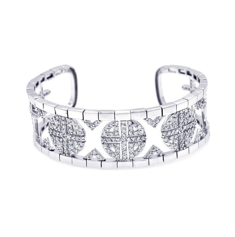 .925 Sterling Silver Rhodium Plated Cz Bangle Bracelet