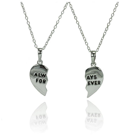 .925 Sterling Silver Rhodium Plated Always Forever Necklace