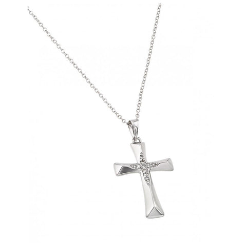 .925 Sterling Silver Rhodium Plated Cross Pendant