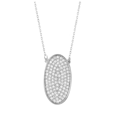 .925 Sterling Silver Rhodium Plated Oval Necklace