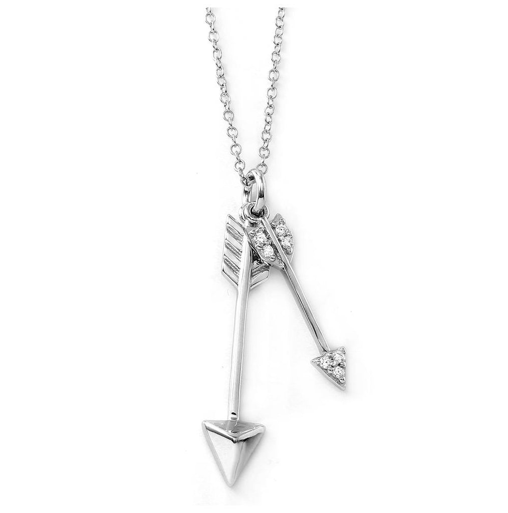 .925 Sterling Silver Rhodium Plated Arrows Necklace