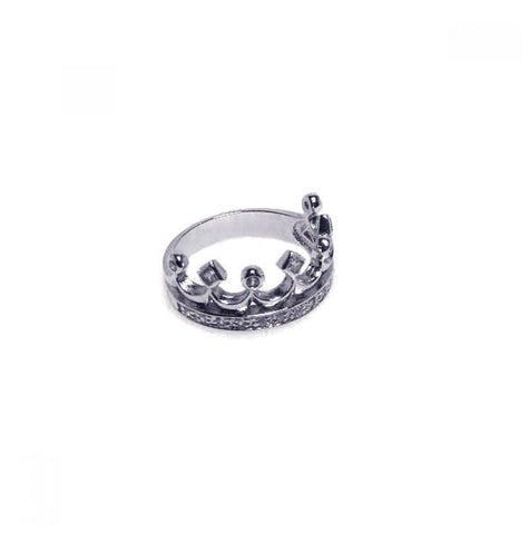 .925 Sterling Silver Rhodium Plated Clear Cz Crown Ring, <b>size: 5</b>