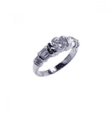 .925 Sterling Silver Rhodium Plated Clear Baguette Round Cz Ring, <b>size: 5</b>