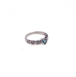 .925 Sterling Silver Rhodium Plated Blue Center Cz Heart Ring, <b>size: 5</b>