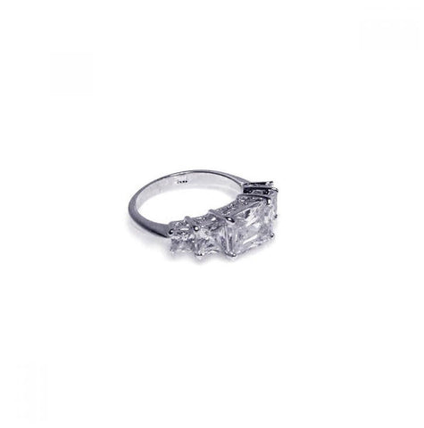 .925 Sterling Silver Rhodium Plated Clear 5 Stone Set Cz Bridal Ring, <b>size: 5</b>