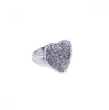 .925 Sterling Silver Rhodium Plated Pave Set Clear Cz Solid Heart Ring, <b>size: 5</b>