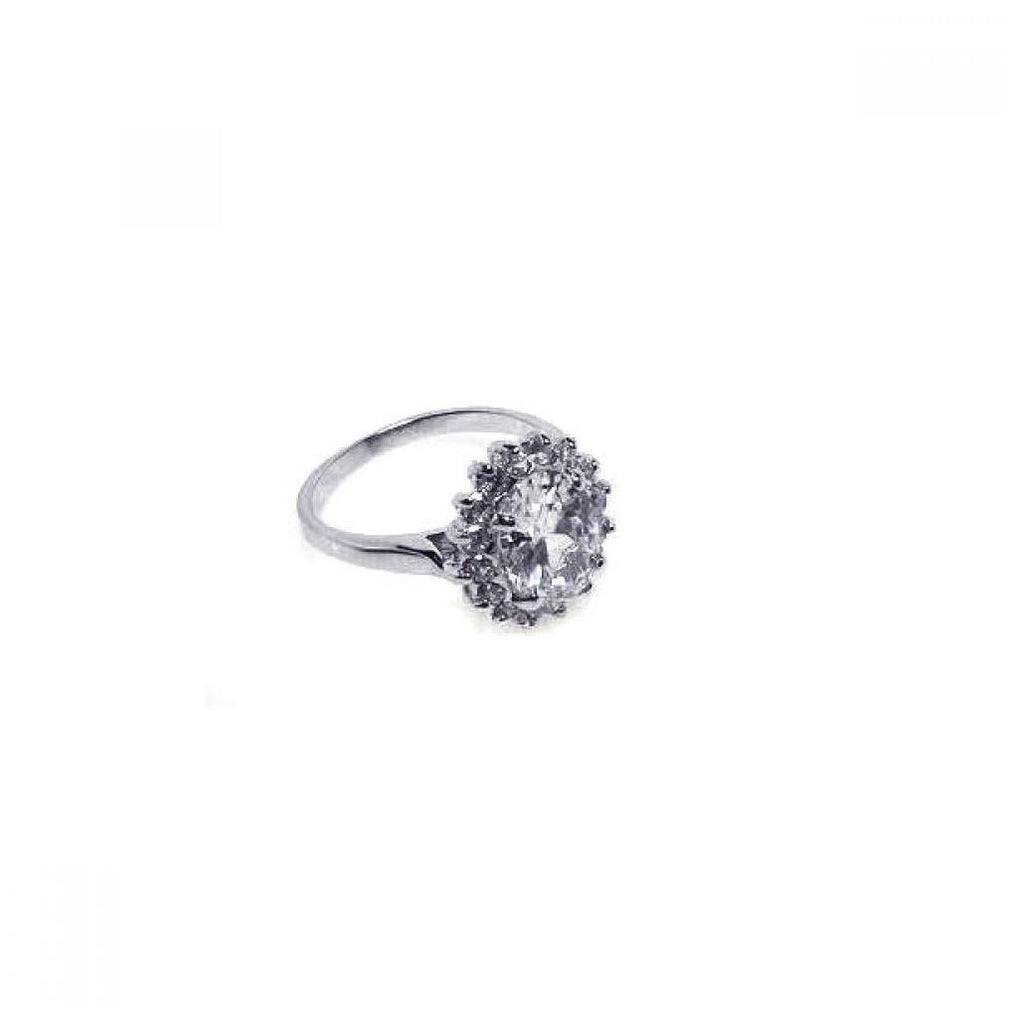 .925 Sterling Silver Rhodium Plated Clear Cz Flower Bridal Ring, <b>size: 5</b>