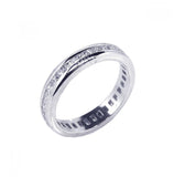 .925 Sterling Silver Rhodium Platedchannel Set Clear Square Cz Eternity Ring, <b>size: 5</b>