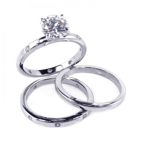 .925 Sterling Silver Rhodium Plated Clear Cz Bridal Ring Set, <b>size: 5</b>