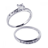 .925 Sterling Silver Rhodium Plated Clear Cz Bridal Ring Set, <b>size: 5</b>