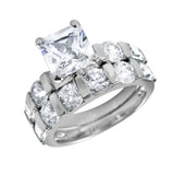 .925 Sterling Silver Rhodium Plated Clear Cz Square Ring, <b>size: 5</b>