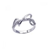 .925 Sterling Silver Rhodium Plated Cz Winding Zigzag Ring, <b>size: 5</b>