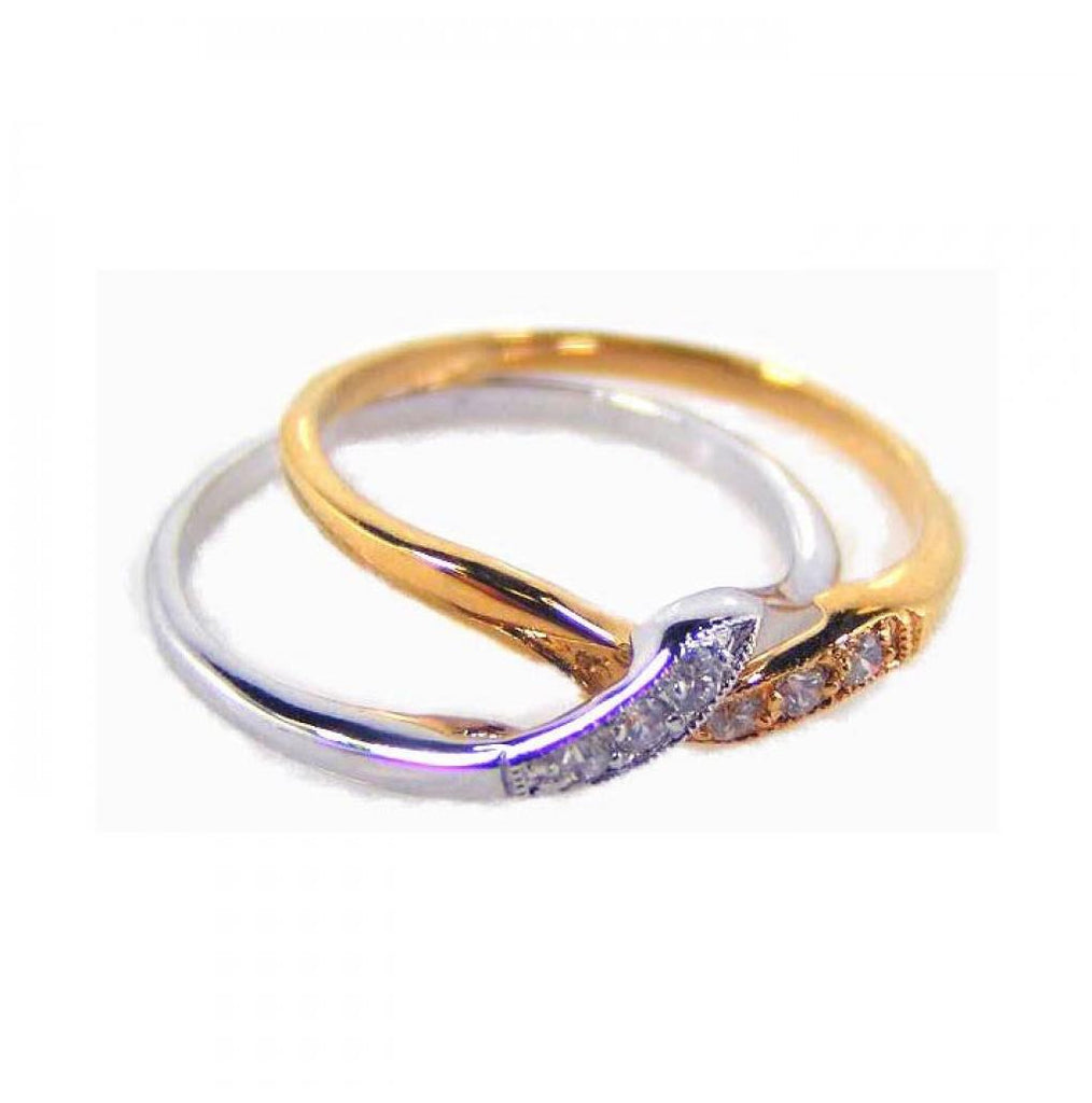 .925 Sterling Silver Rhodium & Gold Plated Cz 2 Piece Puzzle Ring, <b>size: 5</b>