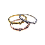 .925 Sterling Silver Rhodium Gold & Rose Gold Plated 3 Toned Clear Cz Stackable Ring Set, <b>size: 5</b>