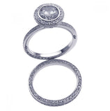 .925 Sterling Silver Rhodium Plated Clear Cz Round Bridal Ring Set, <b>size: 5</b>