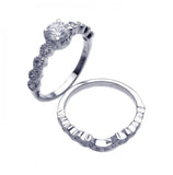 .925 Sterling Silver Rhodium Plated Clear Round Center Cz Bridal Ring Set, <b>size: 5</b>