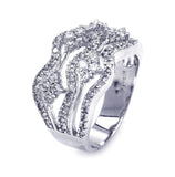 .925 Sterling Silver Rhodium Plated Clear Cz Wave Ring, <b>size: 5</b>