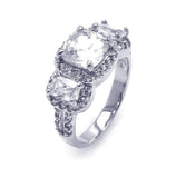 .925 Sterling Silver Rhodium Plated Clear Square Cluster Cz Past Present Future Ring, <b>size: 5</b>