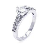 .925 Sterling Silver Rhodium Plated Round Center Cz Bridal Ring, <b>size: 5</b>