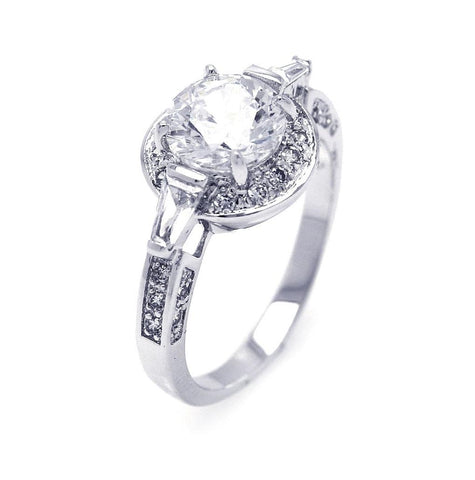 .925 Sterling Silver Rhodium Plated Clear Cz Round Bridal Ring, <b>size: 5</b>