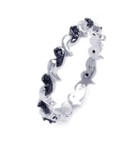 .925 Sterling Silver Rhodium & Black Rhodium Plated 2 Toned Black Cz Wave Eternity Ring, <b>size: 5</b>