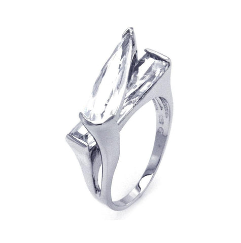 .925 Sterling Silver Rhodium Plated Clear Cz Criss Cross Ring, <b>size: 5</b>