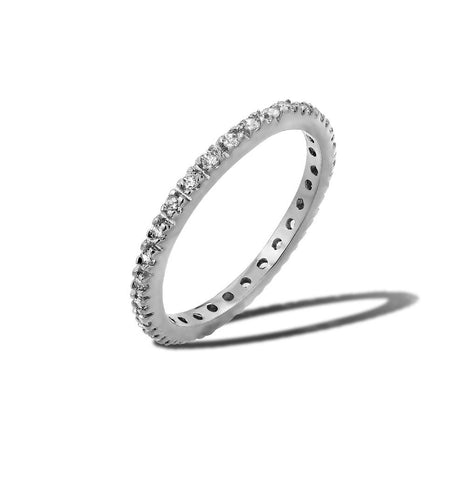 .925 Sterling Silver April Rhodium Plated Plated Birthstone Inlay Eternity Ring, <b>size: 3</b>