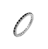 .925 Sterling Silver Rhodium Plated Plated Inlay Eternity Ring, <b>size: 5</b>