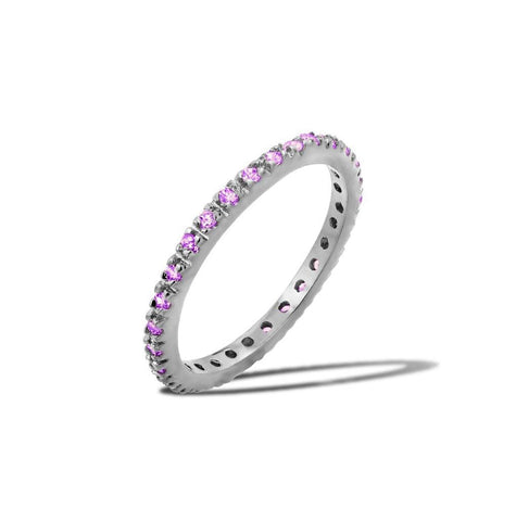 .925 Sterling Silver February Rhodium Plated Plated Birthstone Inlay Eternity Ring , <b>size: 5</b>