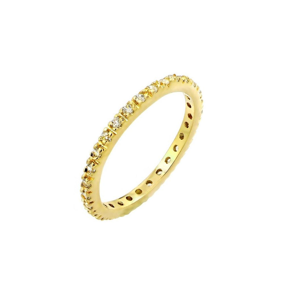 .925 Sterling Silver Gold Plated Plated Clear Cz Inlay Eternity Ring, <b>size: 5</b>