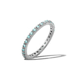 .925 Sterling Silver March Rhodium Plated Plated Birthstone Inlay Eternity Ring, <b>size: 3</b>