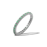 .925 Sterling Silver May Rhodium Plated Plated Birthstone Inlay Eternity Ring, <b>size: 5</b>