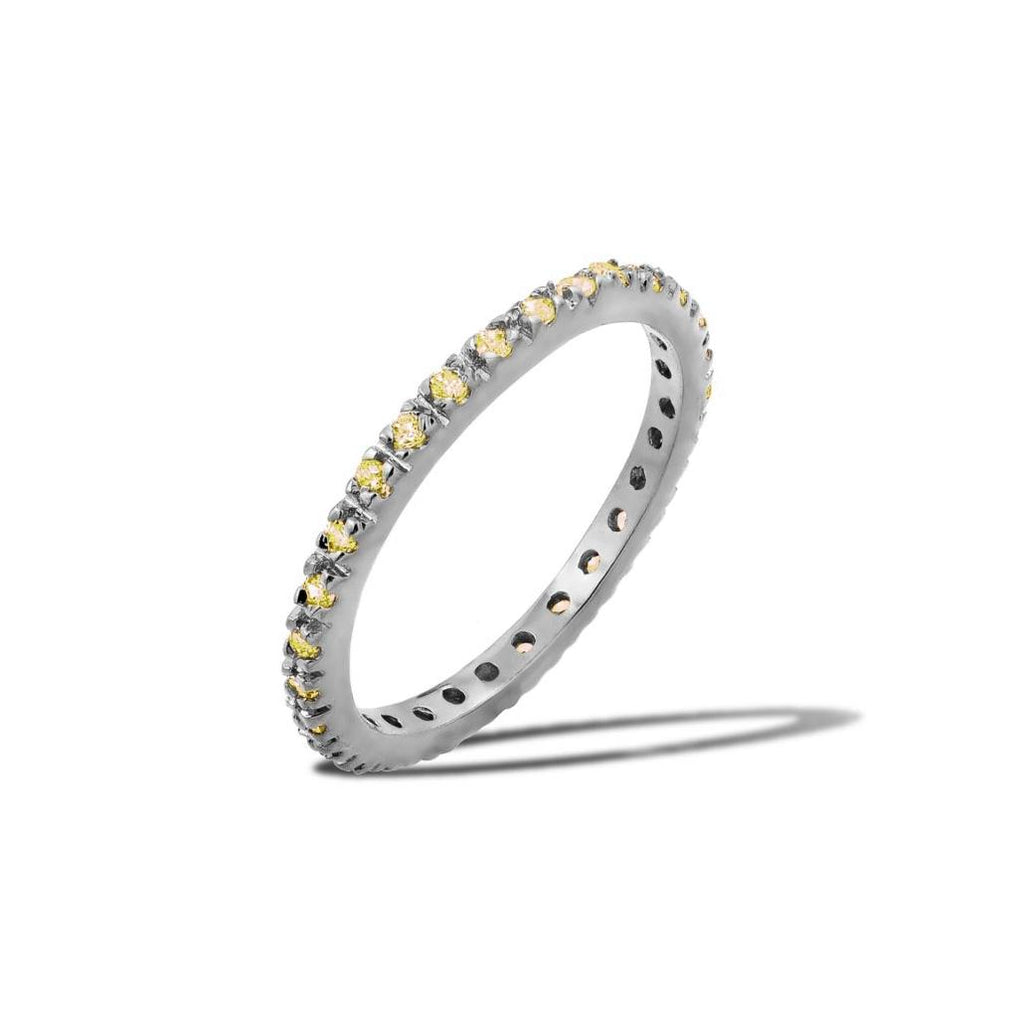 .925 Sterling Silver November Rhodium Plated Plated Birthstone Inlay Eternity Ring , <b>size: 5</b>