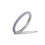 .925 Sterling Silver September Rhodium Plated Plated Birthstone Inlay Eternity Ring, <b>size: 5</b>