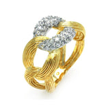 .925 Sterling Silver Rhodium & Gold Plated 2 Toned Clear Cz Link Ring, <b>size: 5</b>