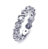 .925 Sterling Silver Rhodium Plated Clear Cz Wave Eternity Ring, <b>size: 5</b>