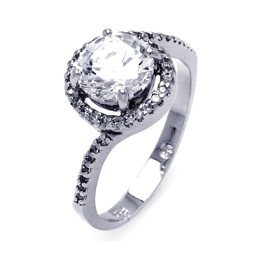 .925 Sterling Silver Rhodium Plated Clear Round Center Cz Bridal Ring, <b>size: 5</b>