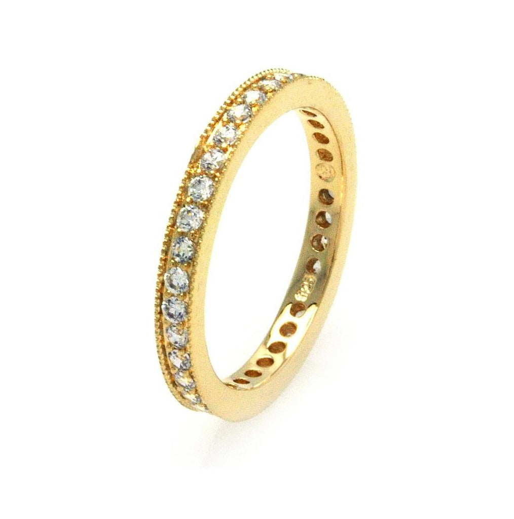 .925 Sterling Silver Gold Plated Clear Cz Stackable Eternity Ring, <b>size: 5</b>