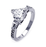 .925 Sterling Silver Rhodium Plated Clear Cz Heart Bridal Ring, <b>size: 5</b>