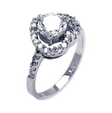 .925 Sterling Silver Rhodium Plated Clear Center Cz Heart Bridal Ring, <b>size: 5</b>