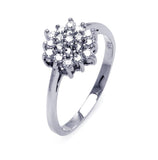 .925 Sterling Silver Rhodium Plated Clear Cluster Cz Flower Ring, <b>size: 5</b>