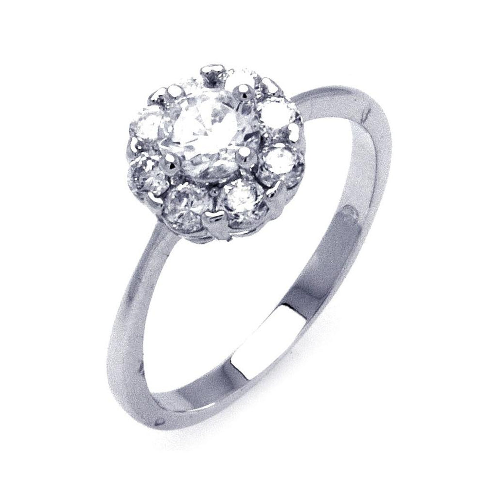 .925 Sterling Silver Rhodium Plated Clear Cluster Cz Flower Ring, <b>size: 5</b>