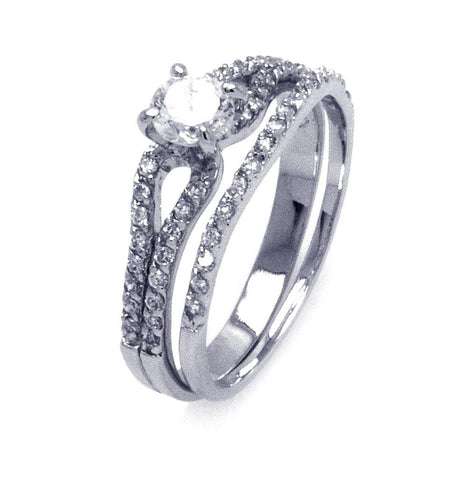 .925 Sterling Silver Rhodium Plated Clear Cz Bridal Engagement Ring Set, <b>size: 5</b>