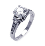 .925 Sterling Silver Rhodium Plated Channel Set Clear Round Center Cz Bridal Ring, <b>size: 5</b>