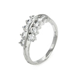 .925 Sterling Silver Rhodium Plated Clear Cz Leaf Ring, <b>size: 5</b>