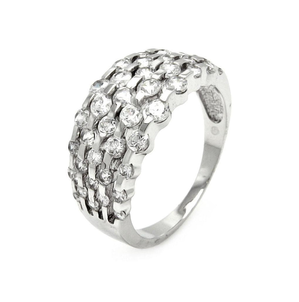 .925 Sterling Silver Rhodium Plated Clear Round Cz Ring, <b>size: 5</b>