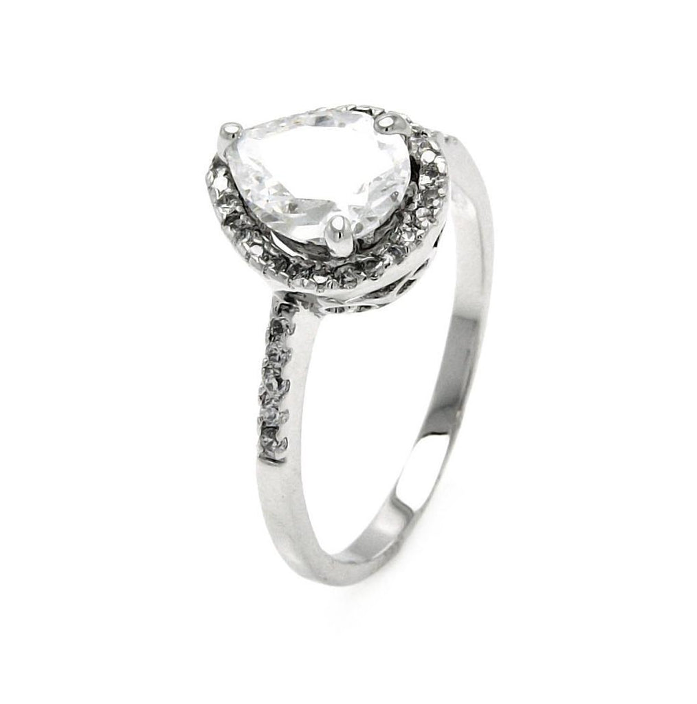 .925 Sterling Silver Rhodium Plated Clear Teardrop Cz Engagement Bridal Ring, <b>size: 5</b>