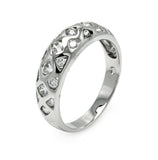 .925 Sterling Silver Rhodium Plated Multi Shaped Clear Cz Ring, <b>size: 5</b>