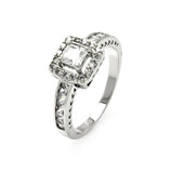 .925 Sterling Silver Rhodium Plated Clear Channel Set Princess Cut Cz Square Ring, <b>size: 5</b>