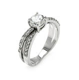 .925 Sterling Silver Rhodium Plated Clear Cz Round Overlap Bridal Ring, <b>size: 5</b>